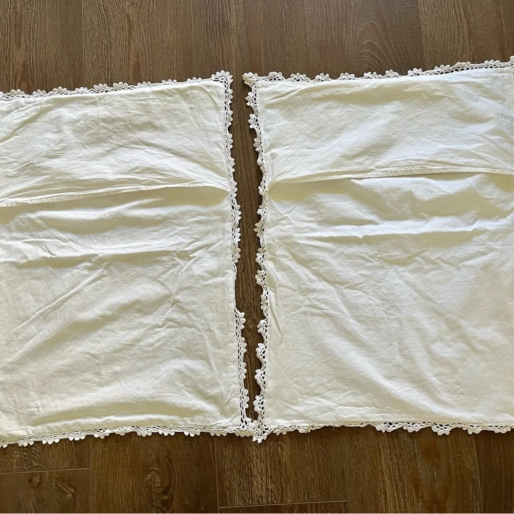 White Crochet Throw Pillows 21/26 inches